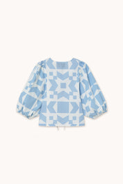 Geometric Puff Sleeves Blouse