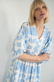Geometric Voluminous Sleeve Dress