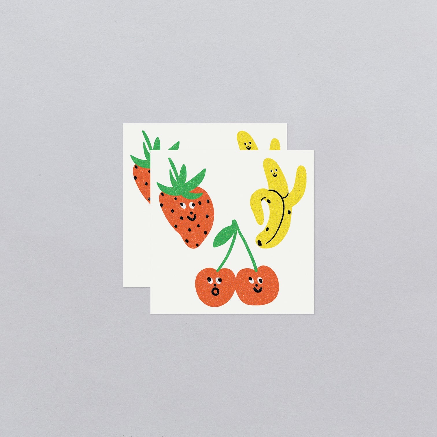 Glitter Fruit Faces Tattoo Pair