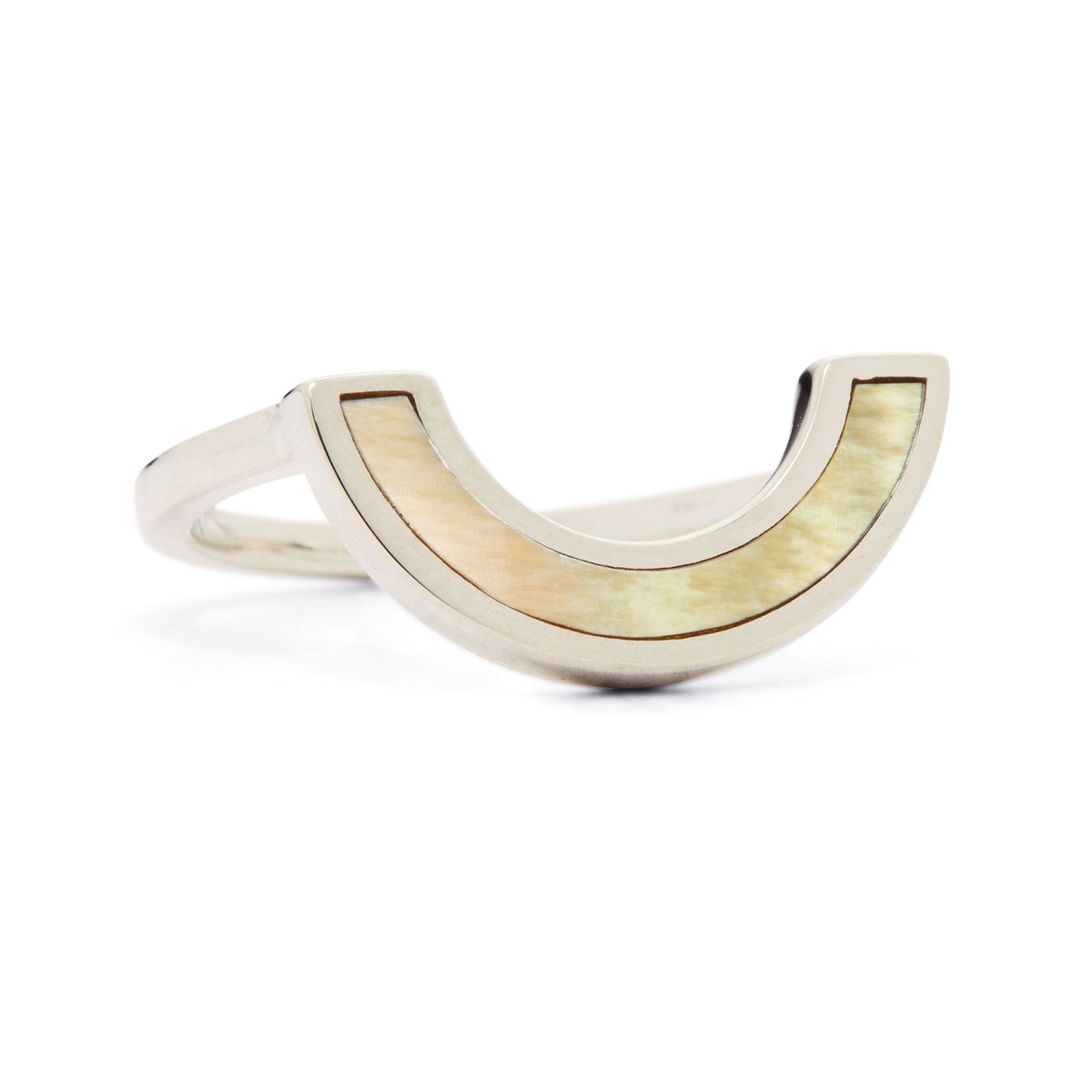 Rainbow Ring - Honey Mother of Pearl, Sterling Silver