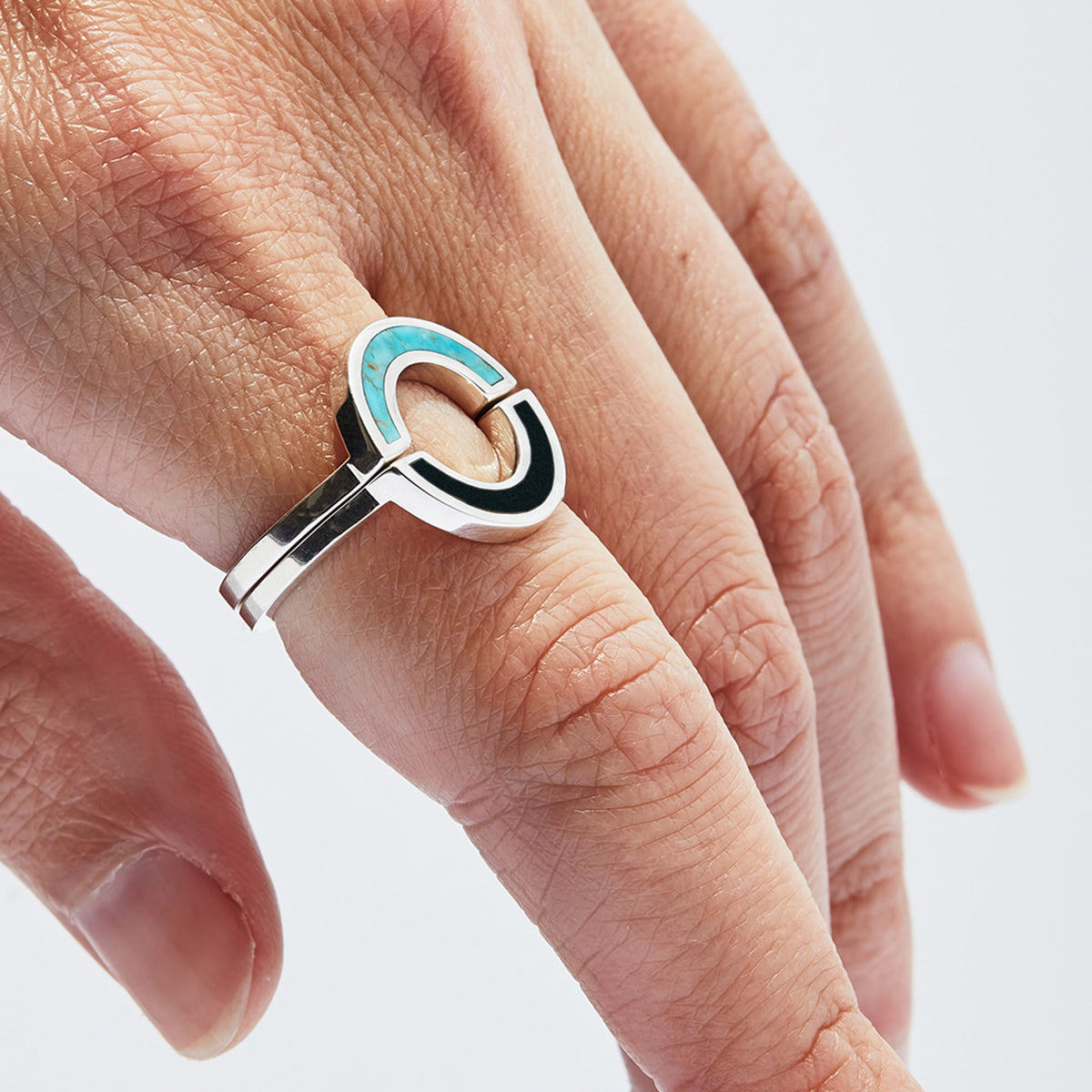 Rainbow Ring Number 8 Turquoise Sterling Silver Local Nomad