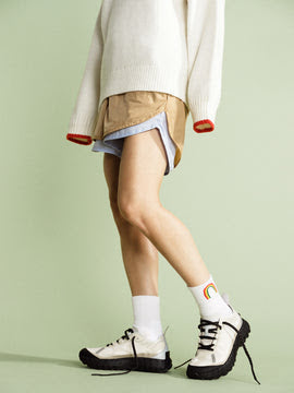 Rainbow Sporty Crew Sock - White