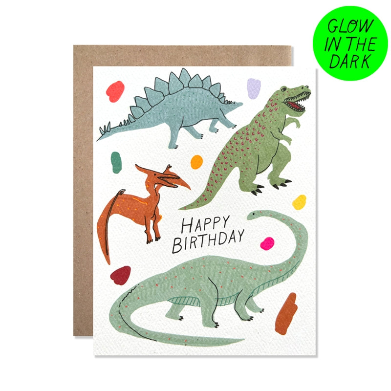 Happy Birthday Glow In The Dark Dinosaurs Card