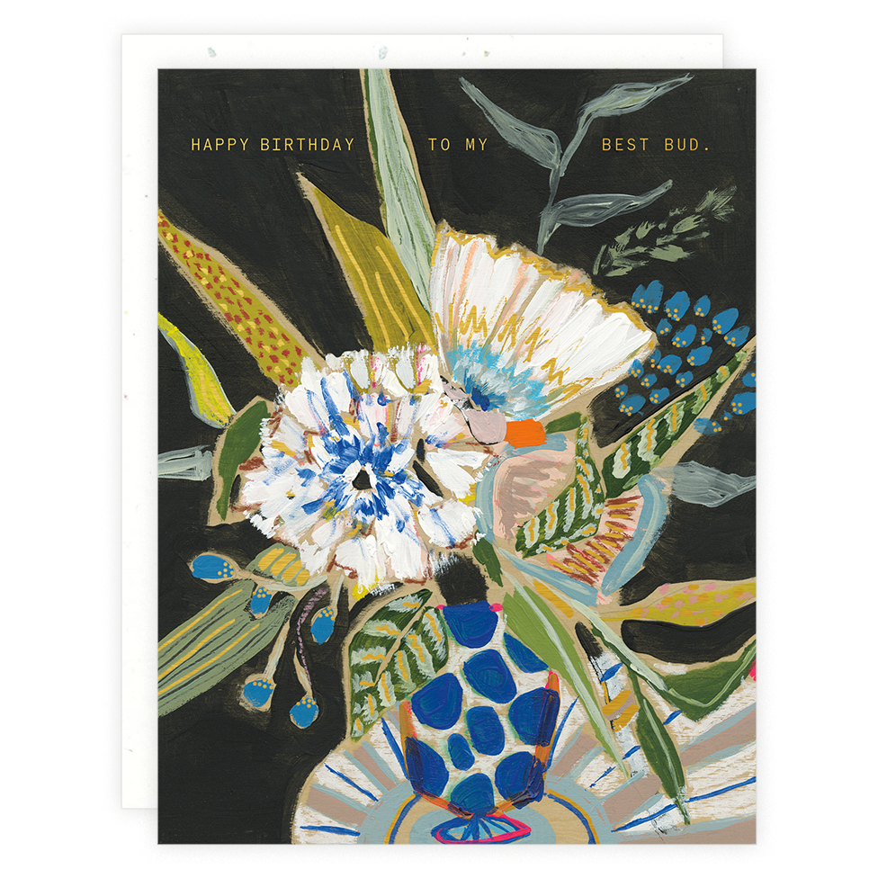 Blue Polka Floral Card
