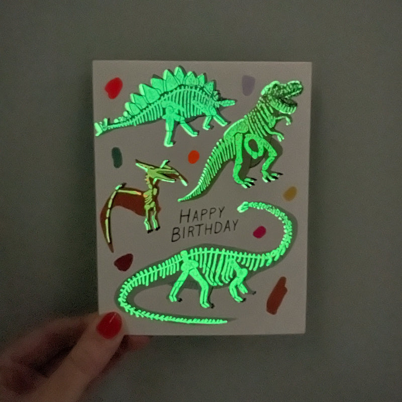 Happy Birthday Glow In The Dark Dinosaurs Card